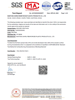 ASTM E84 Brandhemmtestbericht