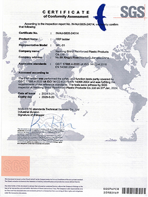 Échelle en plastique renforcé de fibres conforme à la norme EN 14122